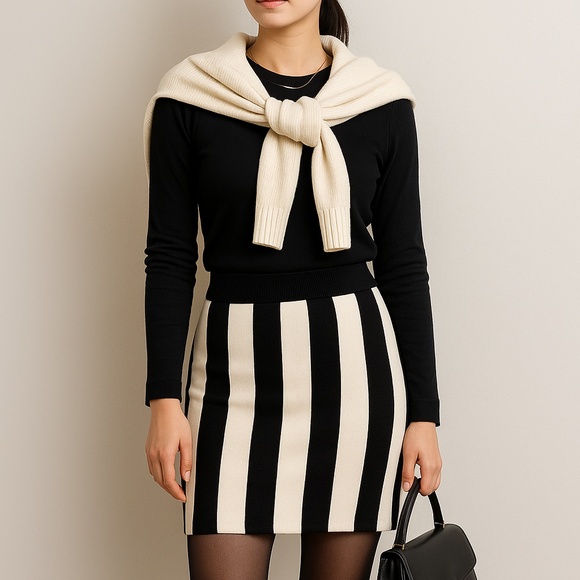 XXI by Forever 21 Women's Black and White Striped Mini Skirt - Picture 10 of 13